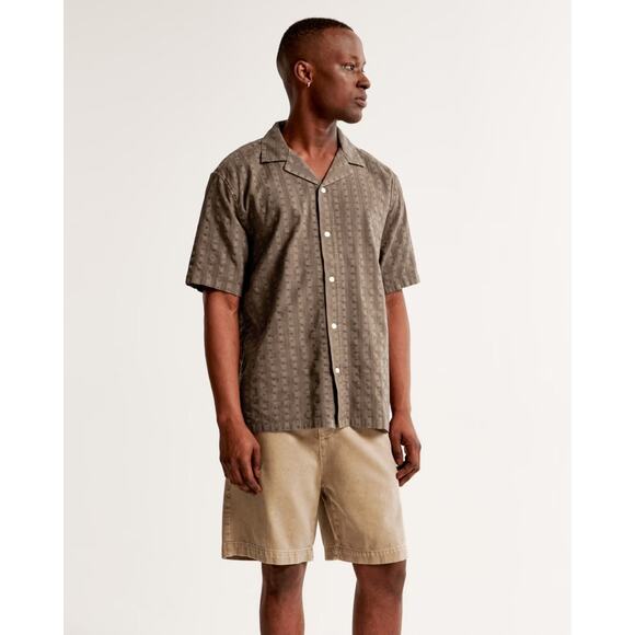 Abercrombie Blue Tonal Floral Camp Collar Shirt XL - Picture 5 of 9